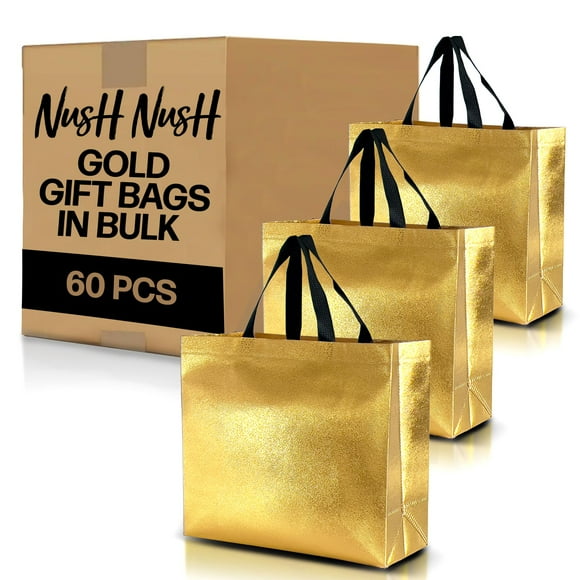 Bolsas de regalo Nush Nush Oro al por mayor 60 unidades, 33x13x28 cm