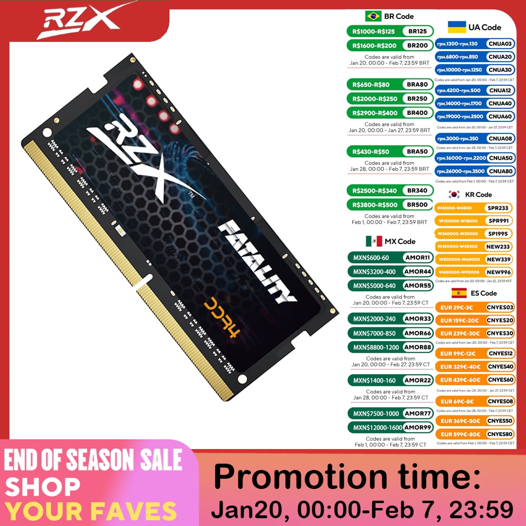 RZX DDR4 Memoria RAM Laptop 16GB 8GB 32GB 1.2V 260pin 3200MHz