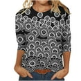 thumbnail image 1 of Birdeem Blouse Mode Femme Manches Trois-Quarts Col Rond Rétro Imprimé de Pâques Ample, 1 of 4
