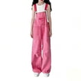thumbnail image 4 of Otqutp Girls Loose Fit Denim Overalls Stretch Straight Leg Jeans Regular Fit Bib Jean Jumpsuits with Pockets Comfy Fashion Pants, 4 of 6