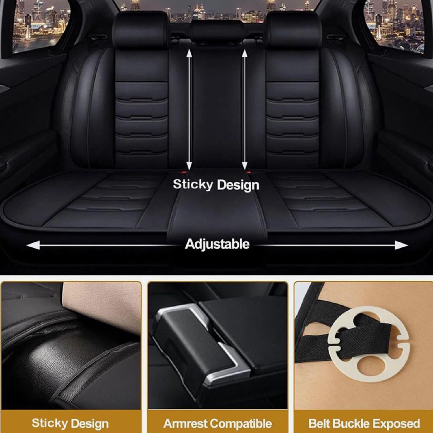 WRWolf Seat Cover Fit for Honda CR-V 2015-2024 2025 Waterproof Car Seat Covers Full Set 5 Seats Faux Leather Car Seat Cushion Protector Compatible Airbag,Black