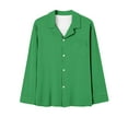 thumbnail image 4 of Diufon Womens Pajamas Suits Solid Color Lapel Button down Shirt Stretch Elastic Waist Loose Loungewear Pant (X-Large, Green), 4 of 4