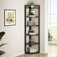 thumbnail image 5 of Corner Shelf, 70.9 Inch Tall Corner Bookshelf, 6 Tier Ladder Shelf with Metal Frames Multifunctional Modern Bookcase for Living Room, Home Office, Kitchen, Small Space (Black), 5 of 6
