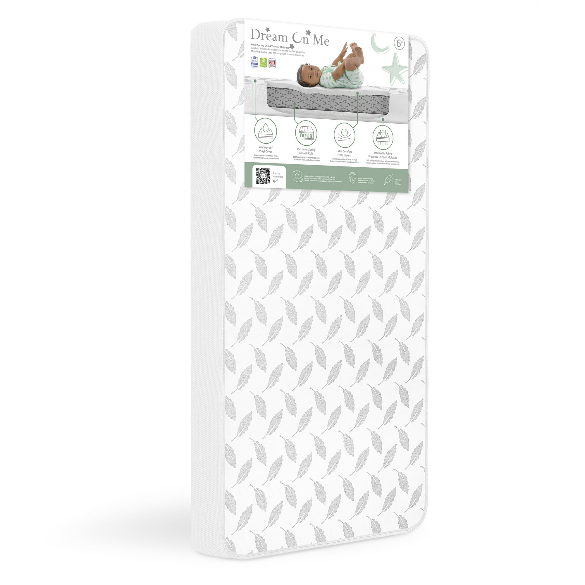 Dream on Me 2-in-1 Breathable 132 Premium Coil Inner Spring Standard Crib & Toddler Mattress