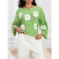 thumbnail image 6 of LMLYSoH Women Loose Knit Sweater Sweet Flower Embroidered Long Sleeve Boat Neck Pullovers Spring Fall Casual Jumpers Tops, 6 of 9