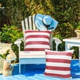 thumbnail image 4 of Lewondr 2 Pack Outdoor Throw Pillow Covers, Square Stripe Waterproof Throw Pillow Cases for Outdoor Patio Porch Farmhouse Garden Balcony Couch, 18"x18", Red + White, 4 of 8