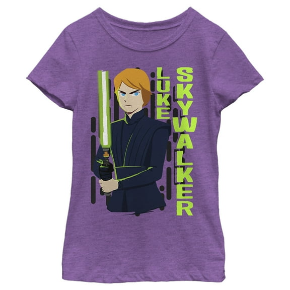 Girl's Star Wars: Galaxy of Adventures Luke Skywalker Lightsaber Graphic Tee Purple Berry X Small