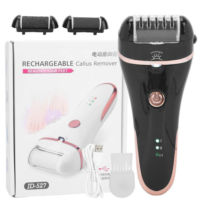 Removedor de callos eléctrico recargable para pies, piel muerta, callos, lima para pies, herramienta de pedicura, color negro