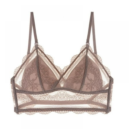 

Womens Sexy Lace Bralette Adjustable Strap V Neck Everyday Bra