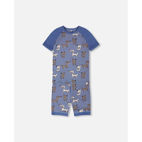 Organic Cotton Two-Piece Pyjama Set Blue Dog Print