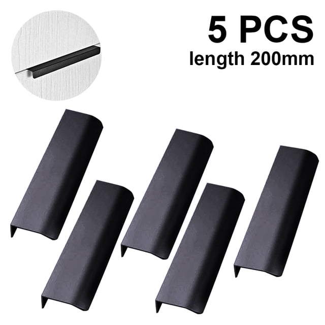 5 manijas para muebles, manijas para gabinetes de aluminio, manijas de cocina modernas, manijas curvas para puertas, manijas ocultas para cajones, manijas para armario, dormitorio, baño Adepaton 221065-2
