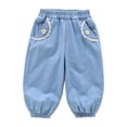 thumbnail image 2 of Jeans for Girls Kids Summer Denim Pants Soft Casual Long Trousers for Toddler Baby Children Lightweight Girls Bottoms 7-8T, 2 of 5