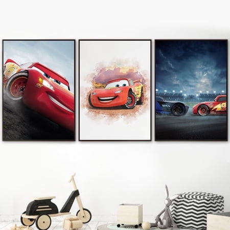 Decorative Cars Duel Canvas poster for children's room girl or boy - Cars and Flash McQueen 12x15 inches Unframed