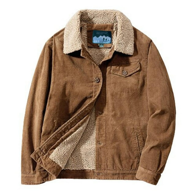 Mens Jacket Winter Mens Winter Thickened Corduroy Jacket Lamb Wool Loose Jacket