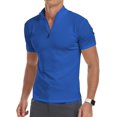 thumbnail image 6 of MLANM Men's Short Sleeve Polo Shirts Quarter-Zip Casual Slim Fit Mock Neck Basic Designed Cotton Shirts L Blue, 6 of 7