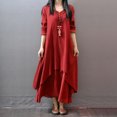 thumbnail image 3 of Vestido largo extragrande de manga larga para mujer, vestido básico, traje de vacaciones de ajuste holgado FLhrweasw Nuevo, 3 of 7