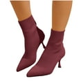 thumbnail image 7 of Quaouag Stretch Pointed Toe Sock Booties Mid-Calf Ankle Boot Stiletto Heel Boots for Women, 7 of 7