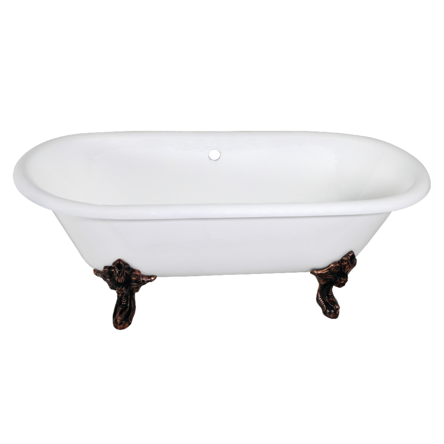 Aqua Eden 72Inch Cast Iron Double Ended Clawfoot Tub with Feet No