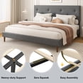 thumbnail image 6 of Frostbloom King Size Linen Upholstered Platform Bed Frame with Adjustable Headboard, Gray, 6 of 8