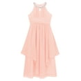 thumbnail image 4 of TiaoBug Big Girls Sequined Halter Neckline Chiffon Maxi Dress Wedding Bridesmaid Pageant Party Ball Gowns Light Pink 12, 4 of 6