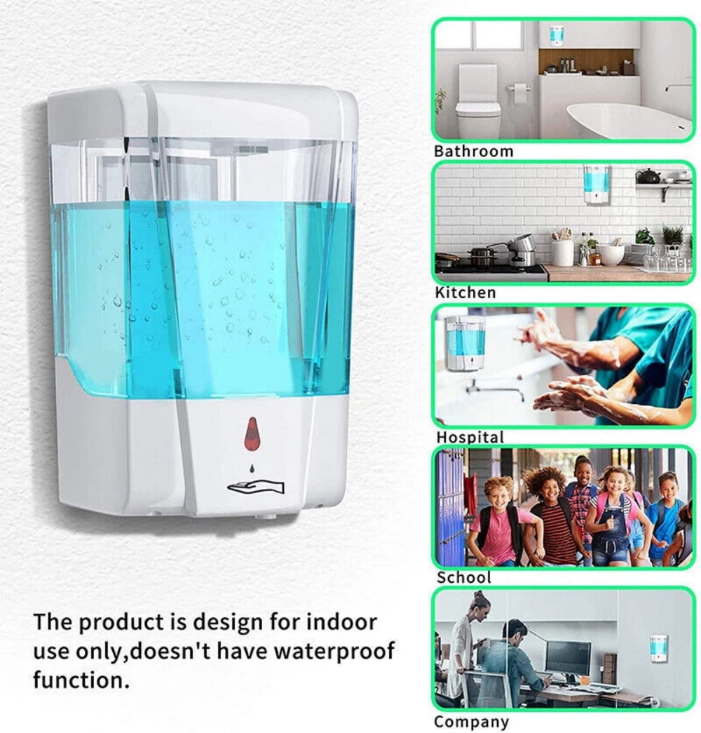 2 Pack Automatic Soap Dispenser 23.7 oz / 700 ml, Wall Mounted Touchless Sensor Soap Dispenser for Bathroom, Kitchen, Office and Commercial Use