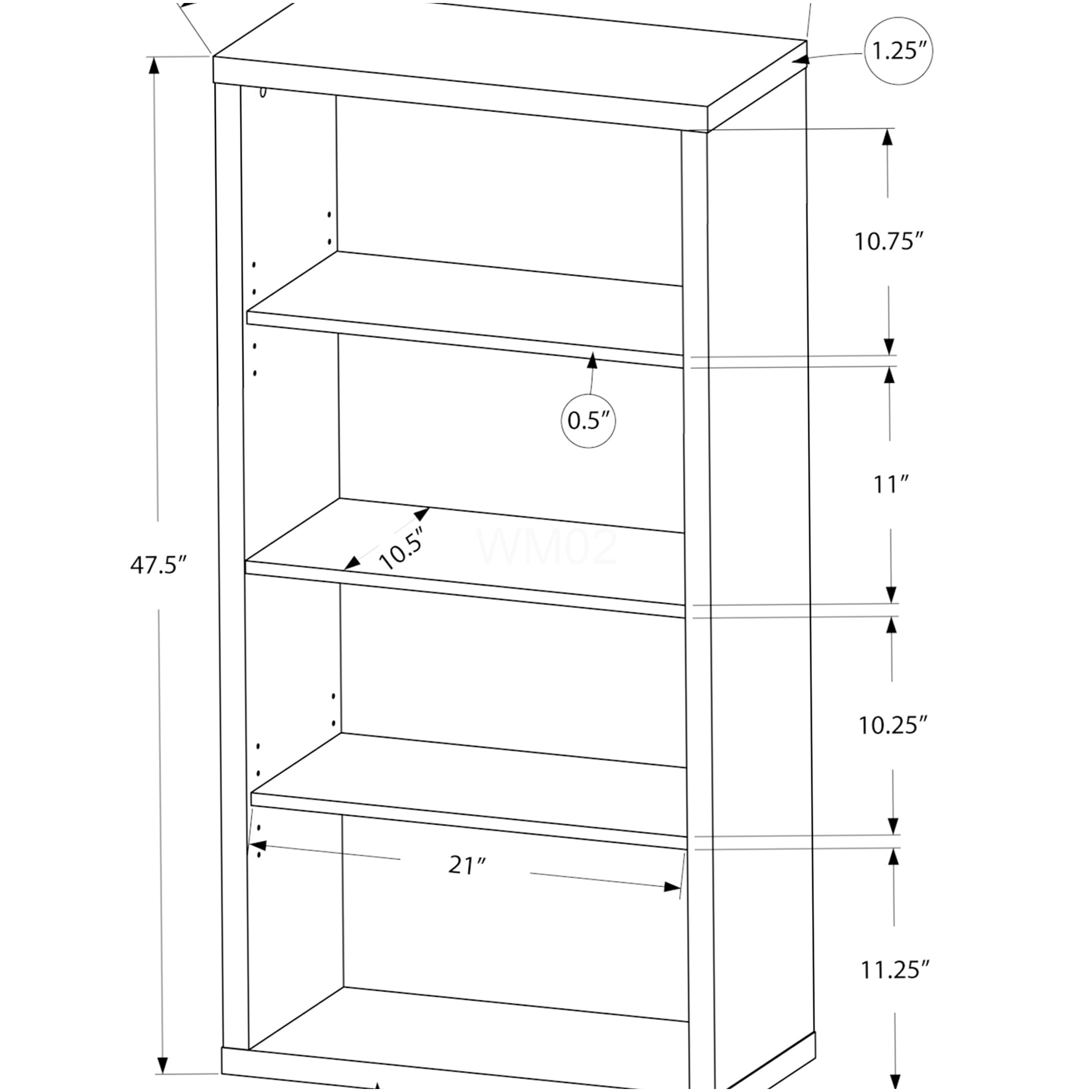 Modern 5-Tier Bookshelf with Adjustable Shelves, Black & Grey Laminate Bookcase for Living Room, Office, Bedroom Storage