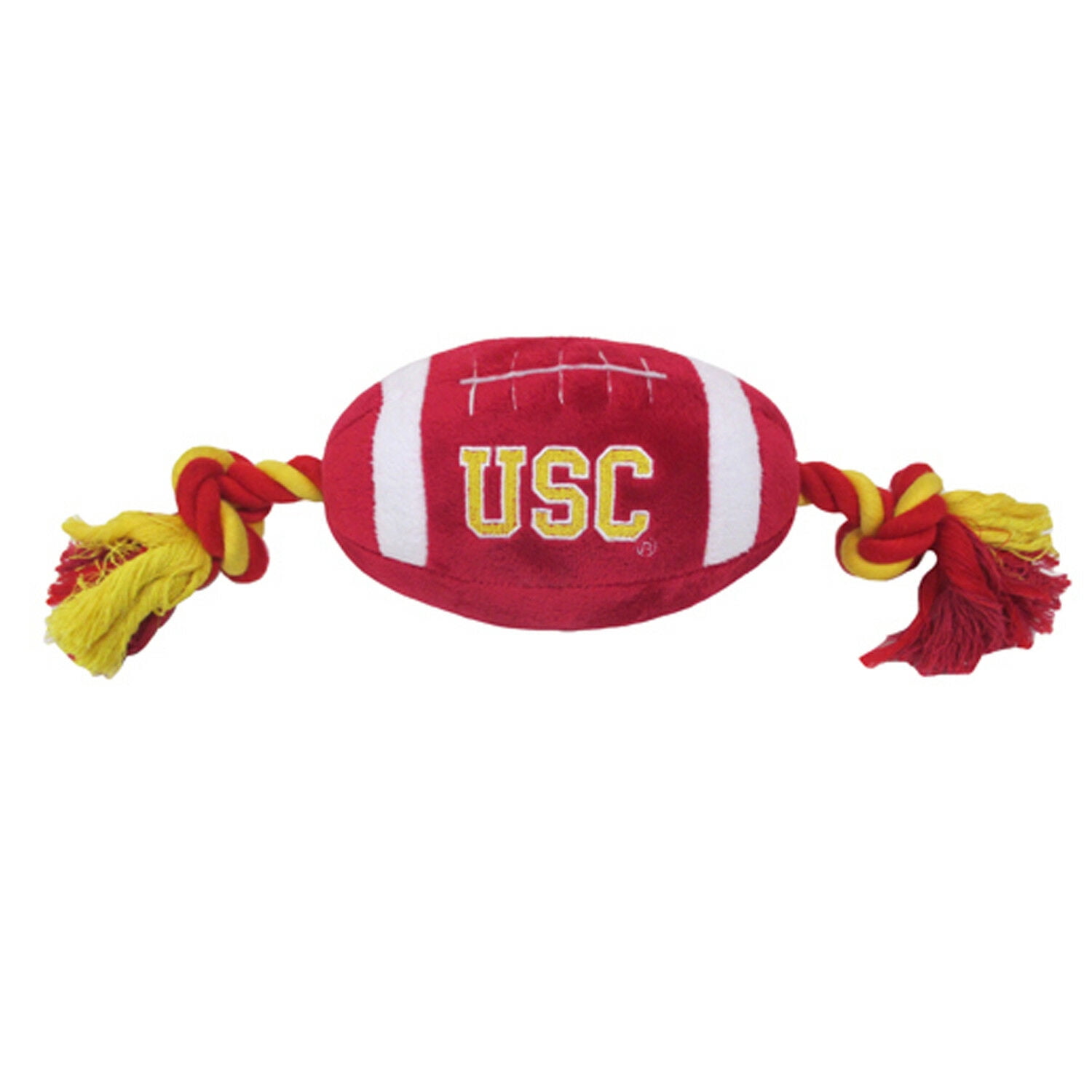 Pets First Collegiate USC Trojans Plush Football Rope Toy for Dogs & Cats Soft, Chewy