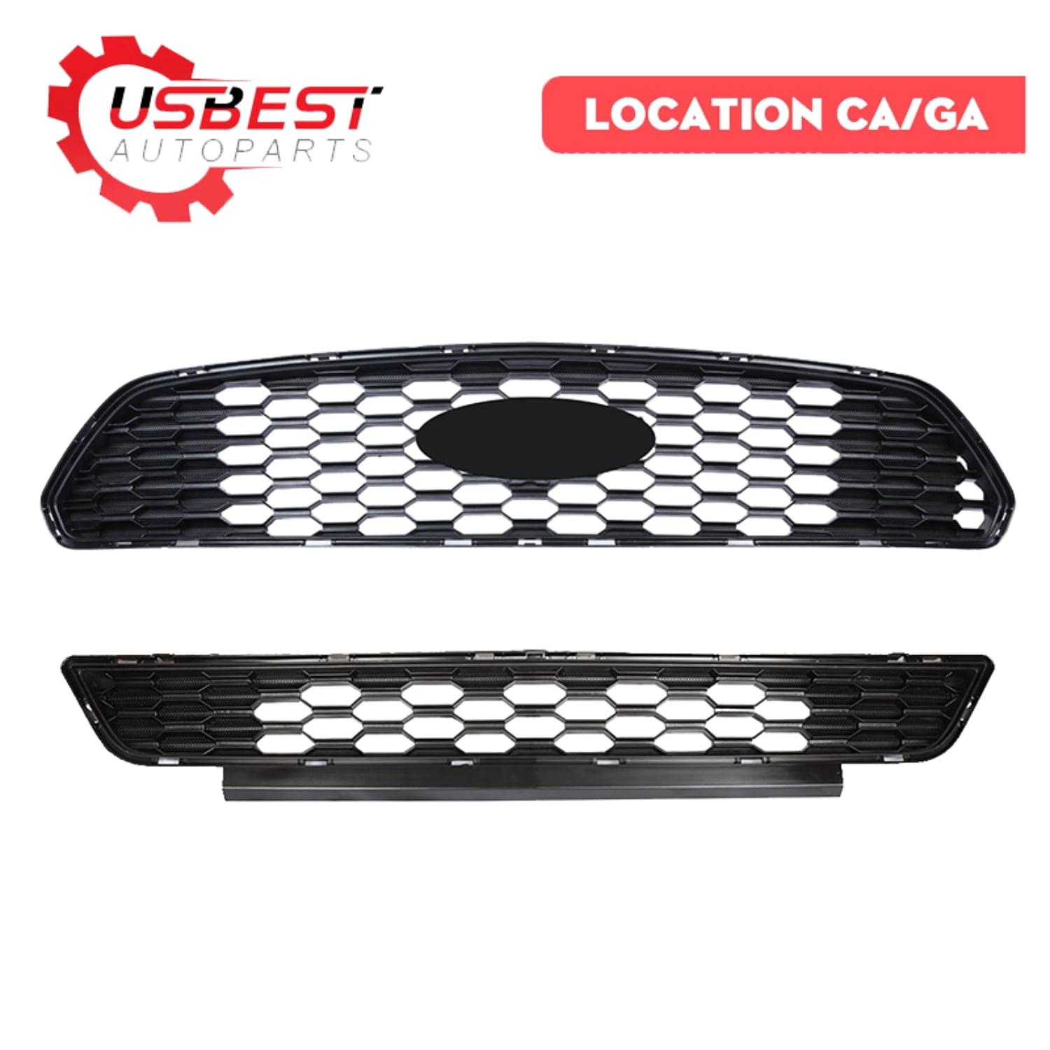 HOUGEET Front Bumper Grille Grill Replacement kit Black Fit for 2015-2017 Ford Mustang