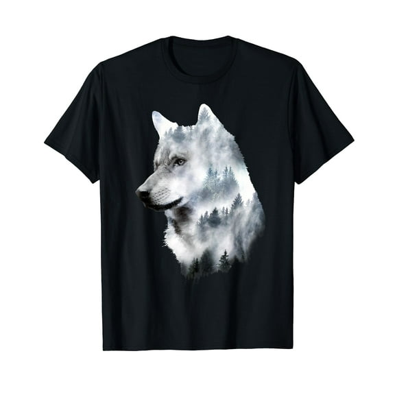 Double exposure wolf wolves lover gift artsy animal wildlife T-Shirt