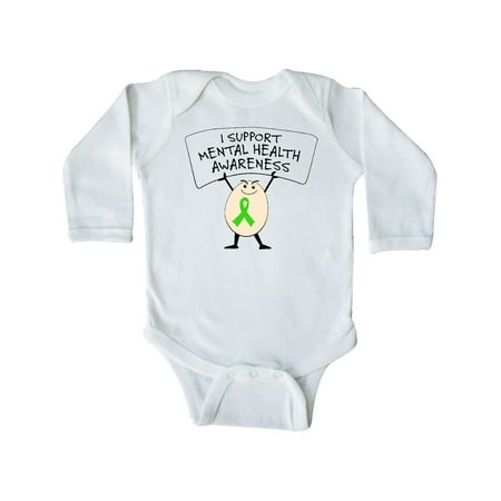 

Inktastic I Support Mental Health Awareness green ribbon Gift Baby Boy or Baby Girl Long Sleeve Bodysuit