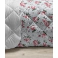 thumbnail image 3 of Rose Down Alternative Comforter, Valentine's Day Retro Style Petals with Leaves Ornamental Growth Pattern, Microfiber Quilt for All Season, 5 Sizes, Ruby Hunter Green Black, by Ambesonne, 3 of 3