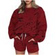 thumbnail image 1 of Puntoco Conjunto De Sudadera Con Pantalón Y top De Cuello Redondo De Manga Larga Informal Estampado Para Mujer Rojo M, 1 of 3