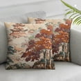 thumbnail image 3 of Chinese style pillow cover, pagoda pillow cover, unique Asian scenery, white and brown pillowcase, farmhouse sofa, bedroom, home decoration, cushion cover 1 set of 2, various sizes, 3 of 7