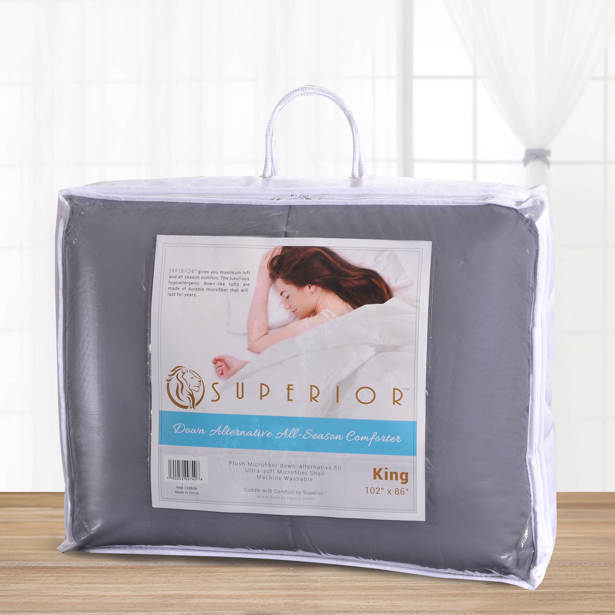 Superior Classic Reversible Comforter, Twin, Silver