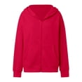 thumbnail image 5 of Zip Up Hoodie Long Sleeve Solid Plain Jacket Hooded Sweatshirt with Pockets Pullover Essentials Hoodies for Women, 5 of 8