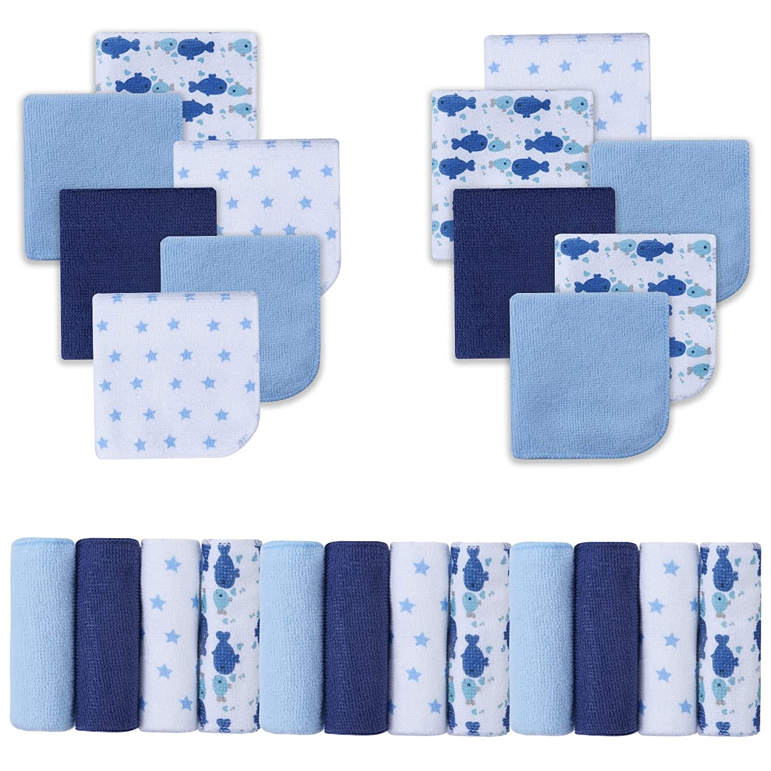 Viviland Baby Washcloths, Soft 24Pack Baby Wash Cloths Unisex for Boys