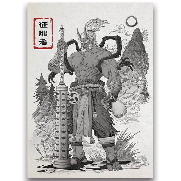 Fantasy North - Ogon - The Indomitable - Japanese Inked Yokai Series - Oni Demon - 100 Textured Matte TCG Card Sleeves - Fits Magic MTG Commander Pokemon and Other Card Games - Playing Card Sleeves