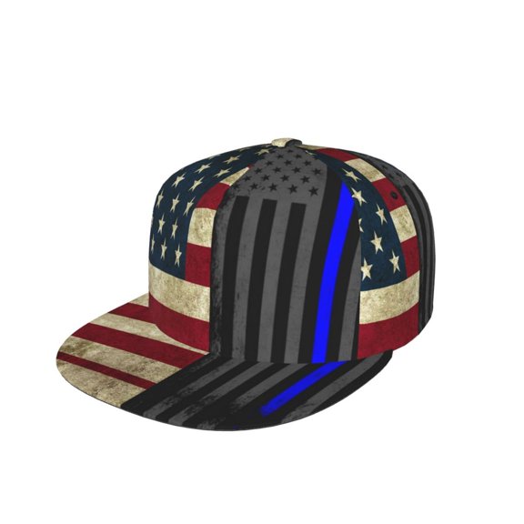 Snapback Hats For Men Women Retro America-Flag Flat Bill Brim Baseball Cap Printed Hat