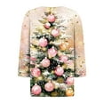 thumbnail image 4 of XUNKUSGA Christmas Womens Shirts V Neck 3/4 Length Sleeve Tops for Women Trendy Casual Loose Fit Basic Womens T Shirts Lightweight Comfortable Shirt for Women S-3XL Pink, 4 of 5