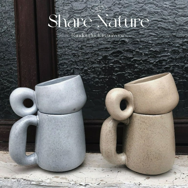 1 Pairs 2 Pcs Large Coffee Mug Pottery Latte Mug Set Big Tea Cup-20oz  Handmade Mugs with Jumbo Handle, Set of 2,2,2,Cream,Porcelain,20oz -  Walmart.com