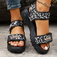 thumbnail image 2 of Rokment Womens Sparkling Sequin Height Increasing Athletic Walking Sandals Comfortable Adjustable Platform Chunky Heels Non Slip Work Nursing Tennis Summer Shoes Black Size 6, 2 of 7