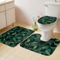 thumbnail image 4 of Summer Turtle Backed Leaves Bathroom Rugs Set Vintage Tropical Plant Non Slip Absorbent Soft Bath Mats 3 Piece Set with Bathroom Rug, U-Shaped Floor Mat, Toilet Seat Cover Small Size, 4 of 9