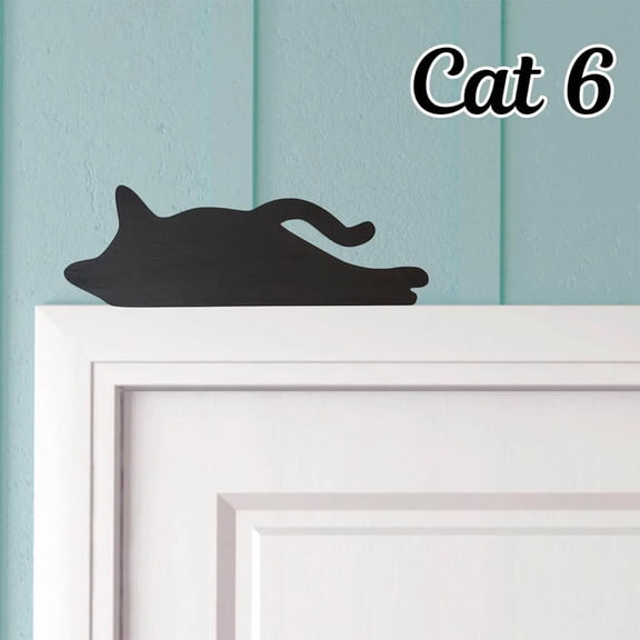 Door Topper Decor, Door Frame Ornament, Wooden Cat Theme with Slim Frame Accent for Right-Side Placement for Windows and Indoor Wall Displays