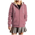 thumbnail image 3 of XPMWRP Womens Zip Up Hoodies Fashion Casual Drawstring Jacket Long Sleeve Oversized Sweatshirts Striped Streetwear Coat Red XL, 3 of 8