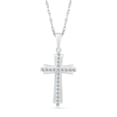 thumbnail image 1 of DGOLD Pendentif Croix Diamant Blanc Rond en Or Blanc 10kt pour Femmes (1/6 cttw), 1 of 2