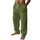 thumbnail image 2 of Ceisia Men's Lightweight Cotton Linen Pants Elastic Waist Drawstring Baggy With Four Large Pockets Pj Casual Army Green L Gift, 2 of 9