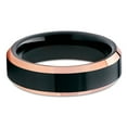 thumbnail image 2 of Silly Kings Jewelry 6mm Polished Black Tungsten Carbide Ring Beveled Rose Gold Edge Unisex Band 10 (10), 2 of 3