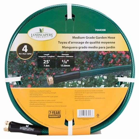 Landscapers Select BL5820025HM Garden Hose, 25 ft L, Female x Male, PVC, Green