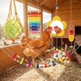 thumbnail image 7 of Pet Chicken Toys Multicolor Wooden Bird Cage Accessories Set with Foraging Net Ladder Mirror Fruit Vegetables Skewer Xylophone Rkxzt, 7 of 7
