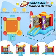 Veeboto Bounce House, Aerospace Rockets Indoor Outdoor Inflatable Bounce House with Jumping Area, Slide, 370W Blower